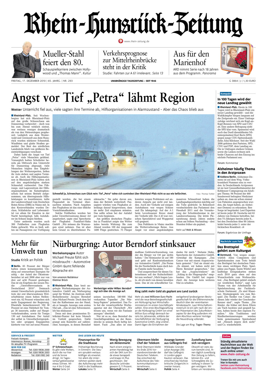 Rhein-Hunsrück-Zeitung vom Freitag, 17.12.2010