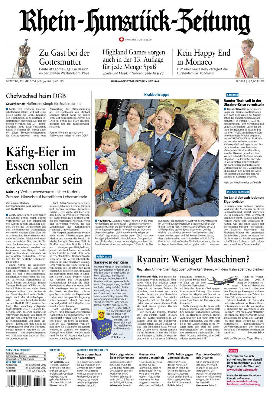 Rhein-Hunsrück-Zeitung vom Dienstag, 13.05.2014