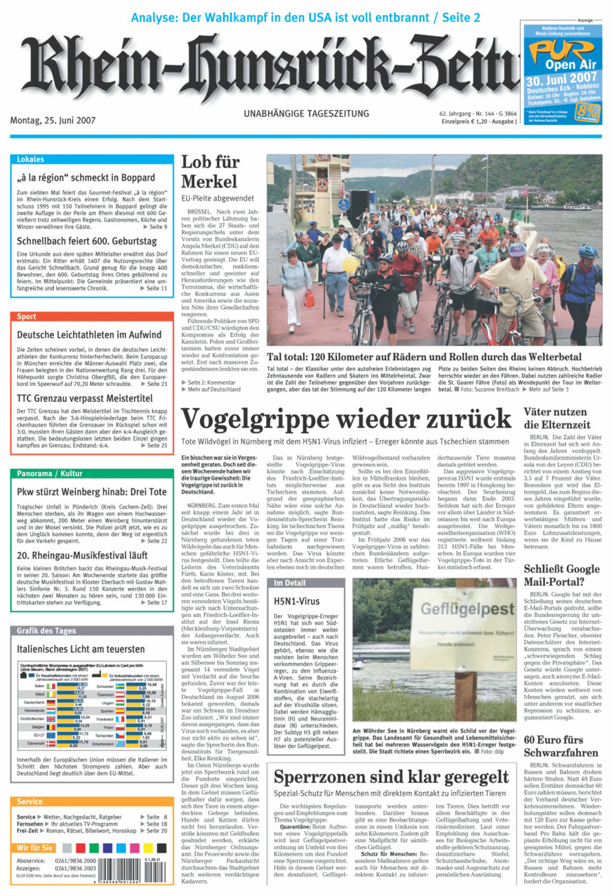 Rhein-Hunsrück-Zeitung vom Montag, 25.06.2007