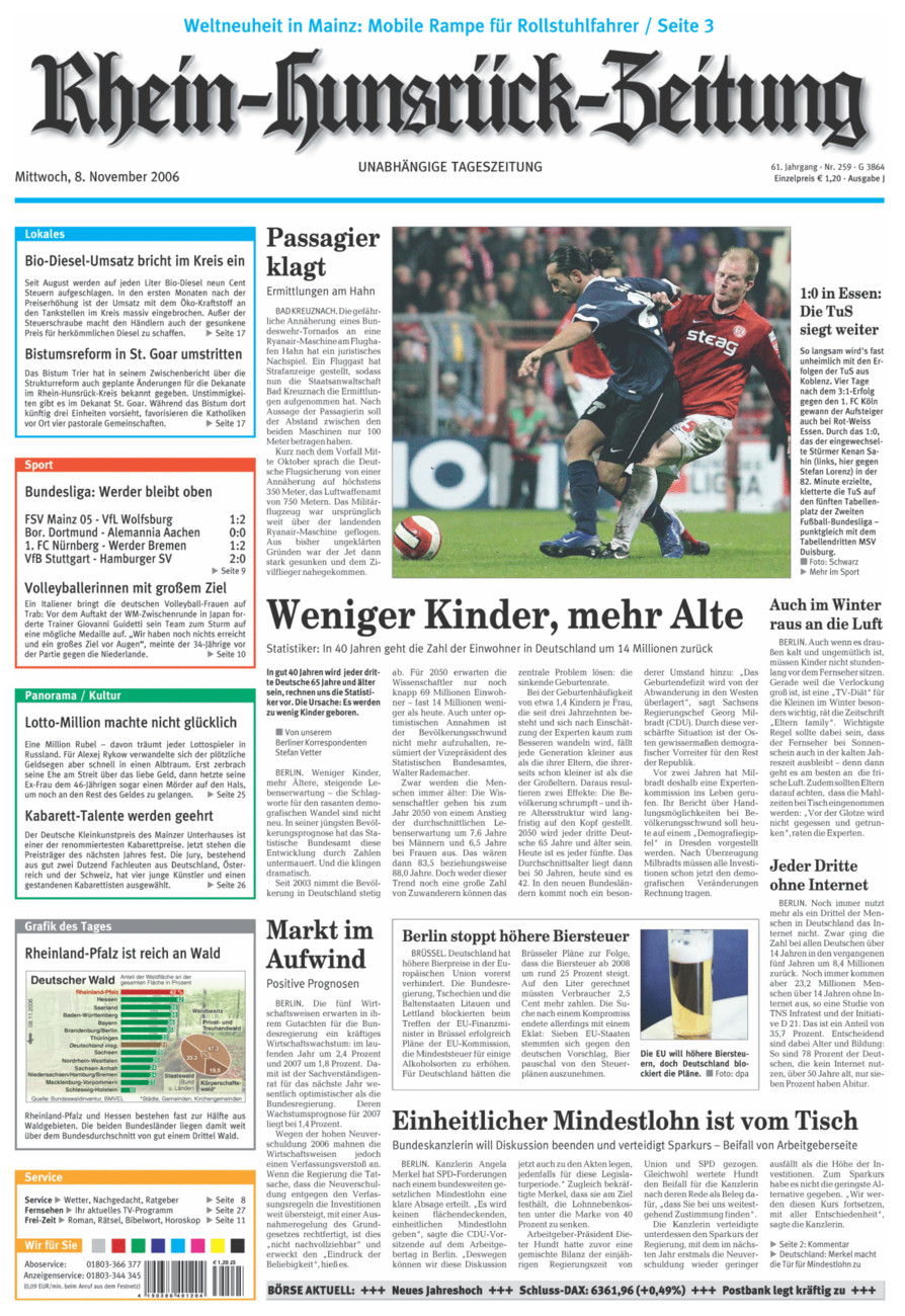 Rhein-Hunsrück-Zeitung vom Mittwoch, 08.11.2006