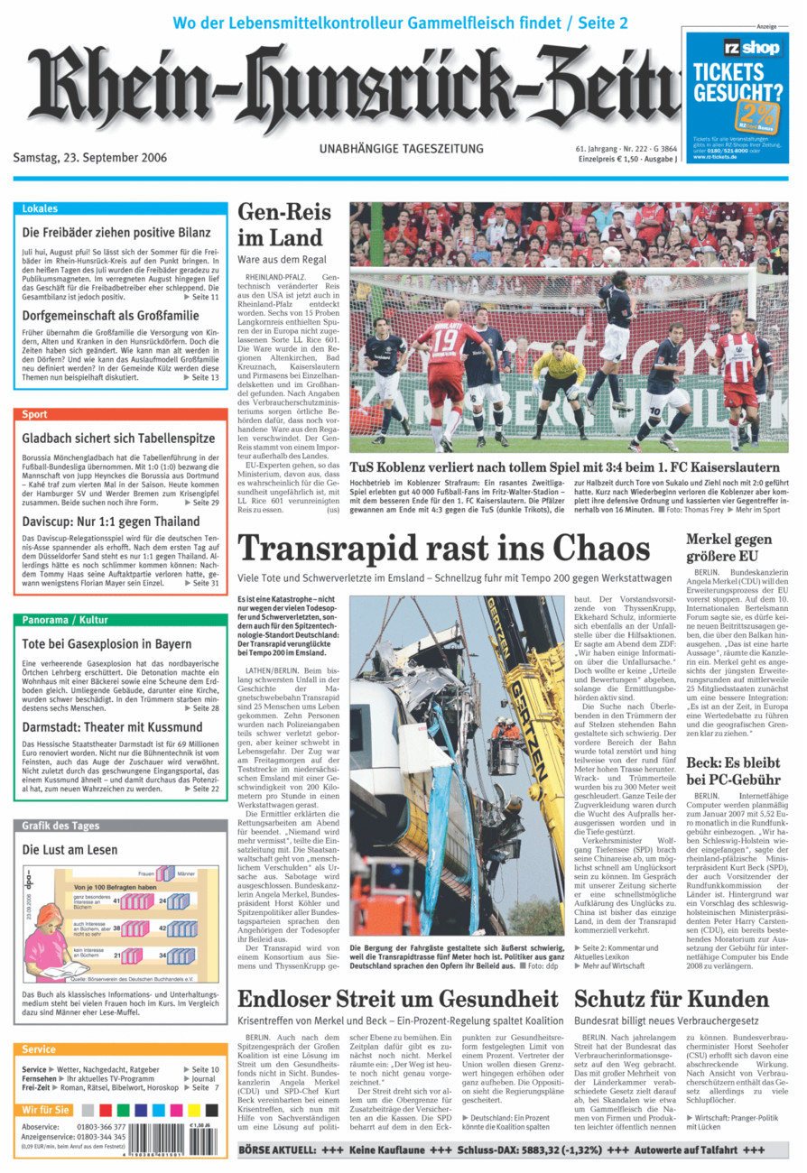 Rhein-Hunsrück-Zeitung vom Samstag, 23.09.2006
