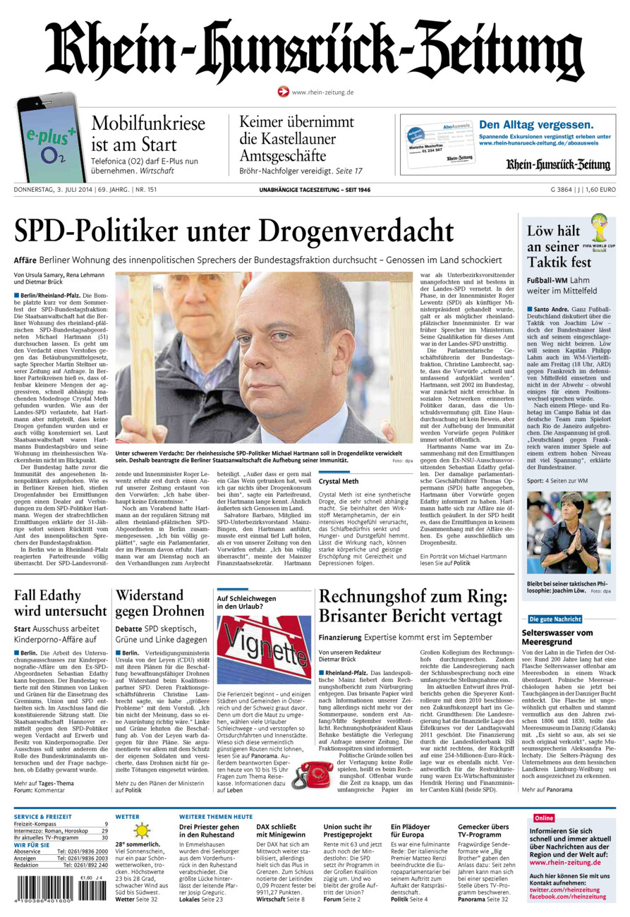 Rhein-Hunsrück-Zeitung vom Donnerstag, 03.07.2014