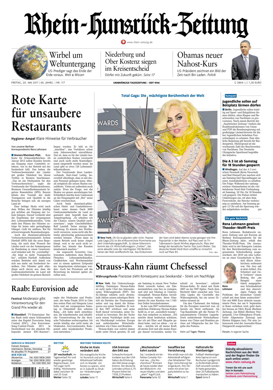 Rhein-Hunsrück-Zeitung vom Freitag, 20.05.2011