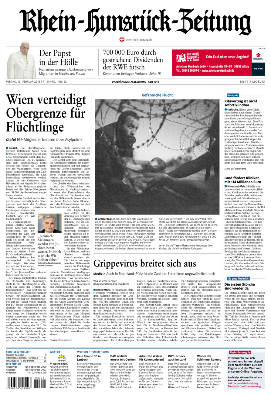 Rhein-Hunsrück-Zeitung vom Freitag, 19.02.2016