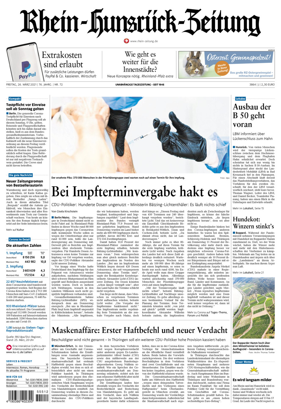 Rhein-Hunsrück-Zeitung vom Freitag, 26.03.2021