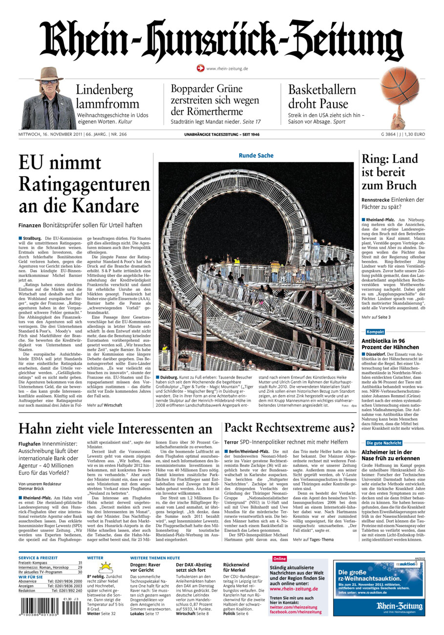 Rhein-Hunsrück-Zeitung vom Mittwoch, 16.11.2011