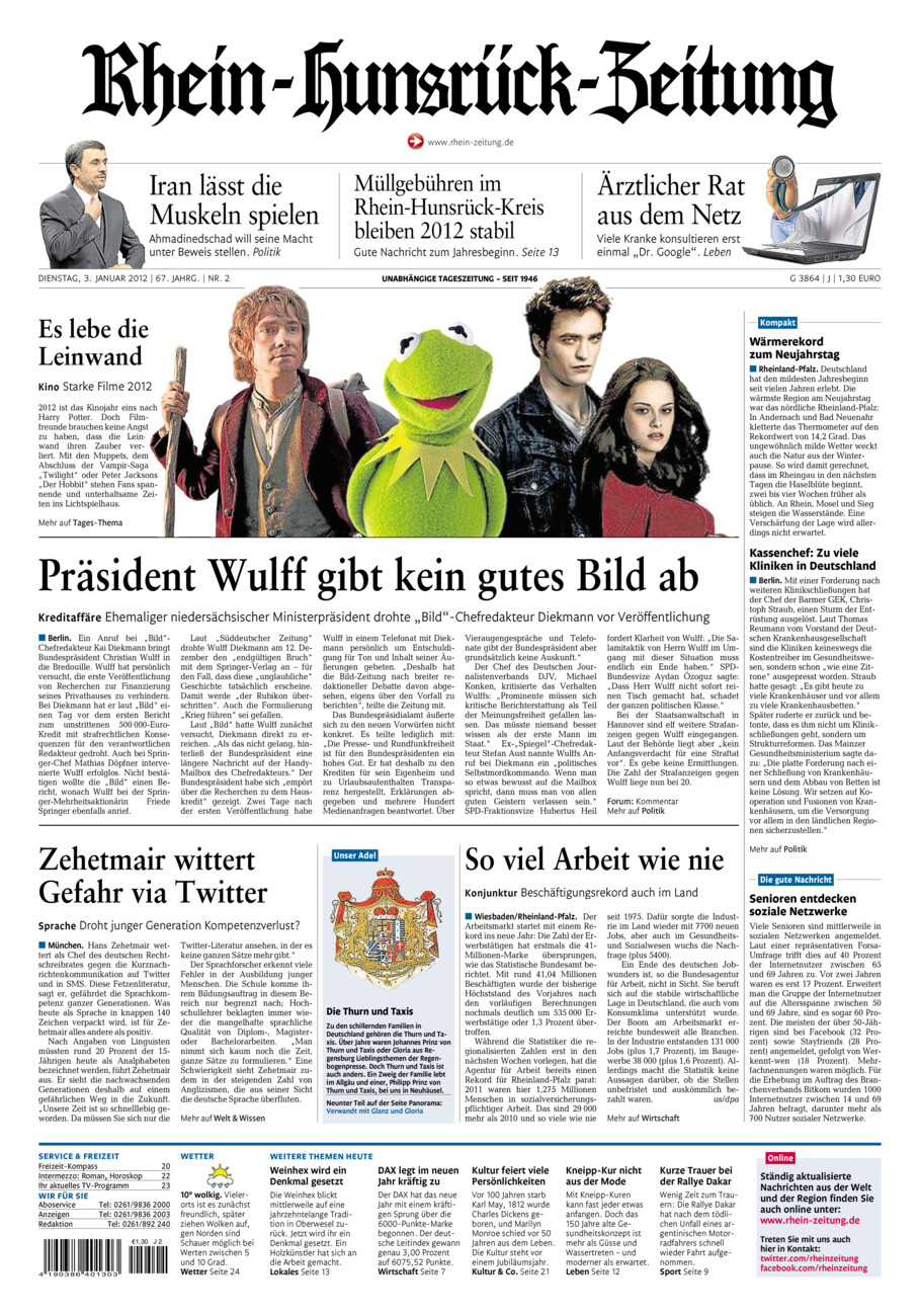 Rhein-Hunsrück-Zeitung vom Dienstag, 03.01.2012