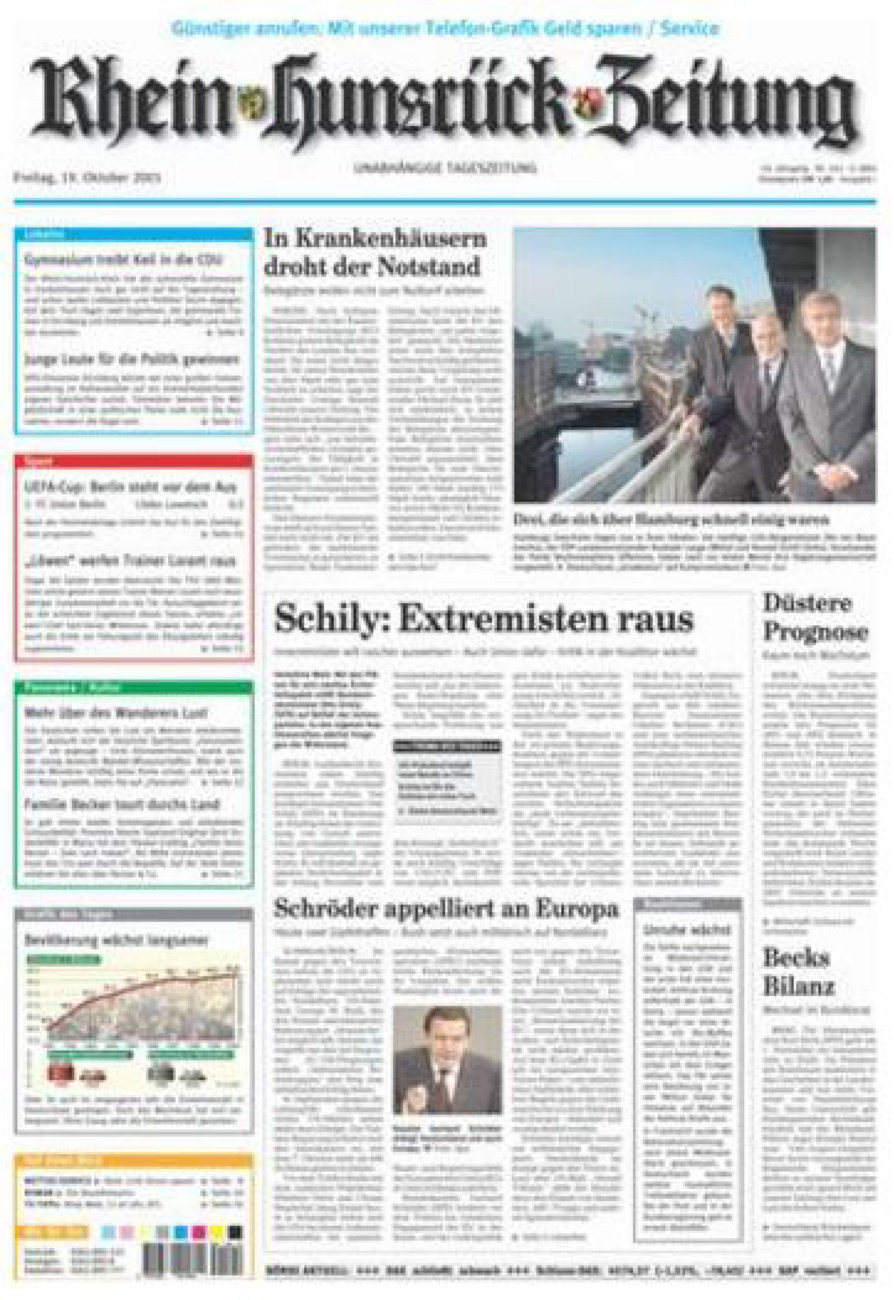 Rhein-Hunsrück-Zeitung vom Freitag, 19.10.2001
