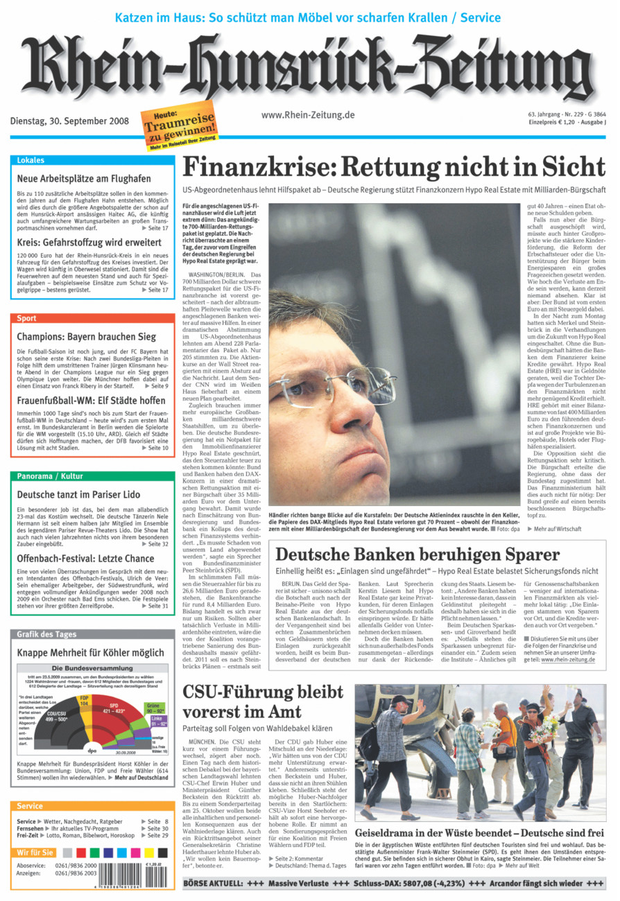 Rhein-Hunsrück-Zeitung vom Dienstag, 30.09.2008