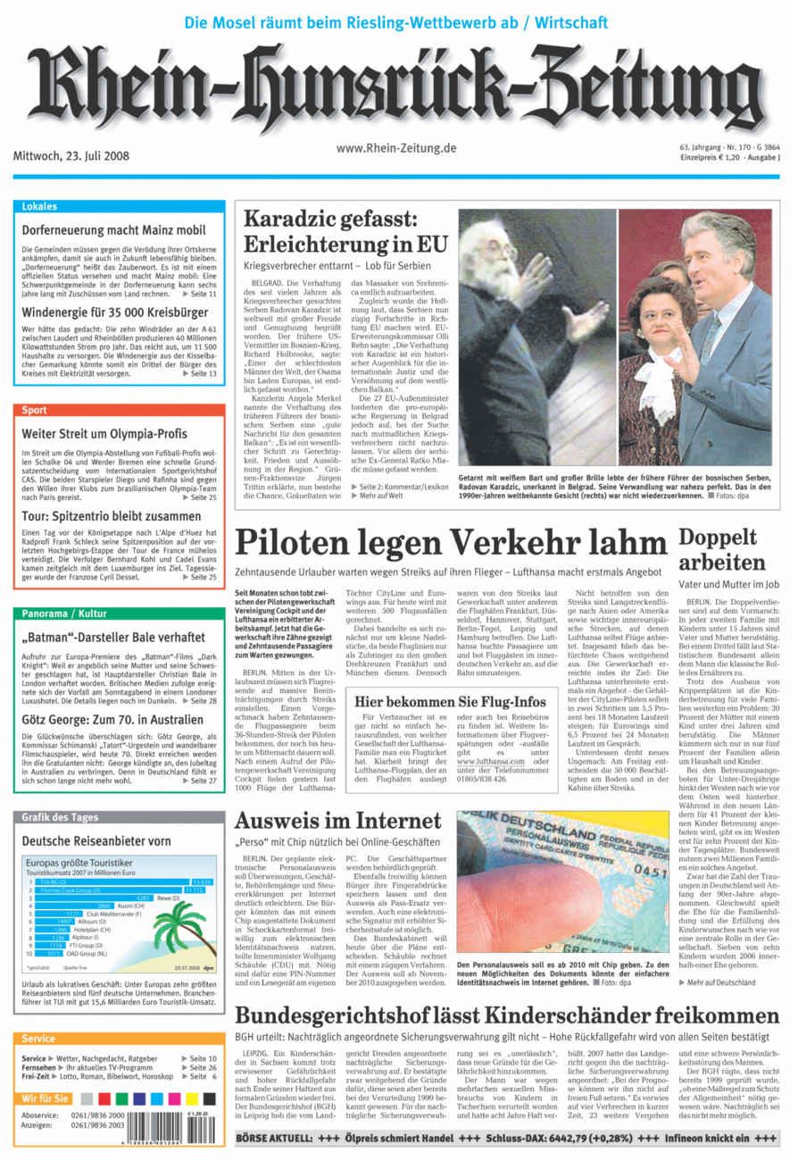 Rhein-Hunsrück-Zeitung vom Mittwoch, 23.07.2008