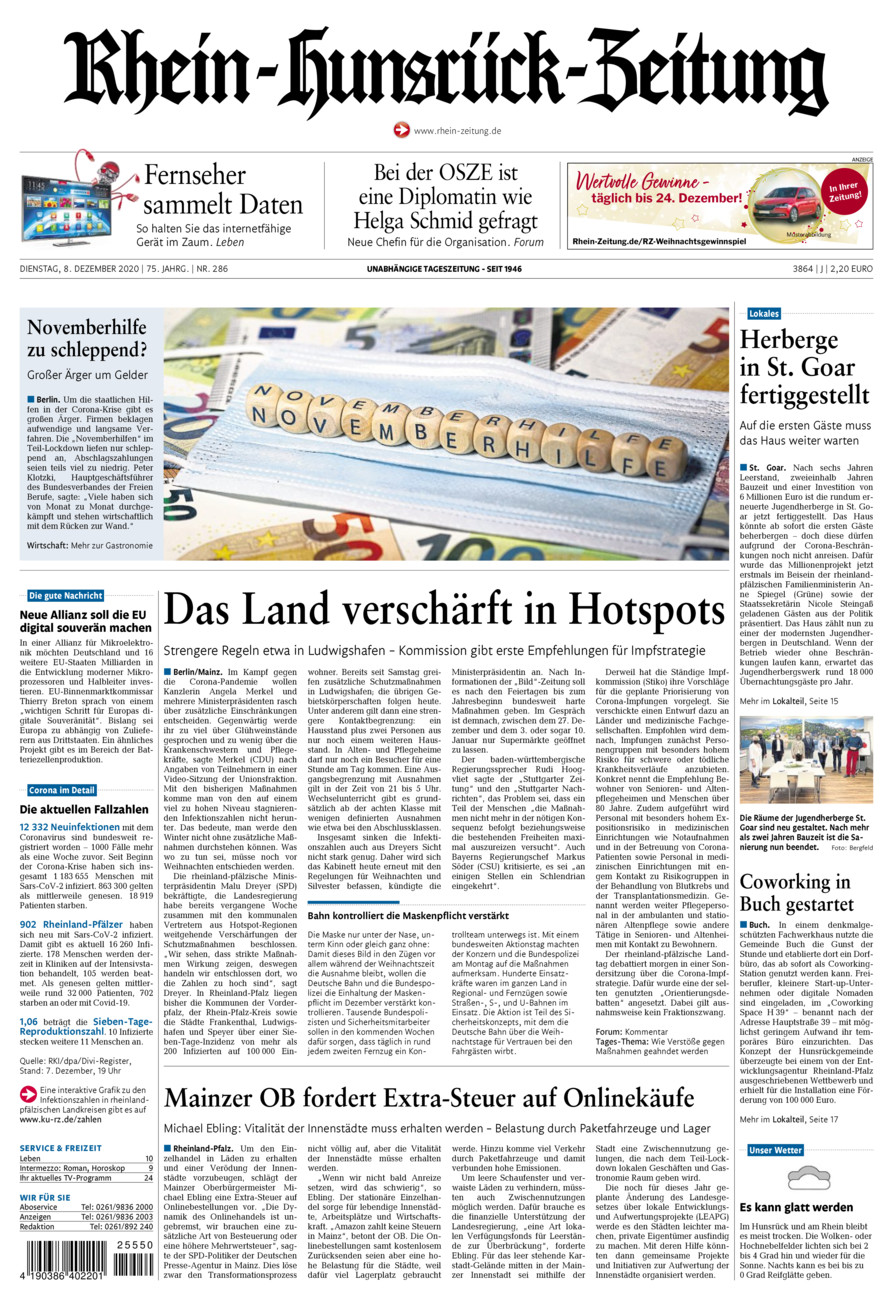 Rhein-Hunsrück-Zeitung vom Dienstag, 08.12.2020