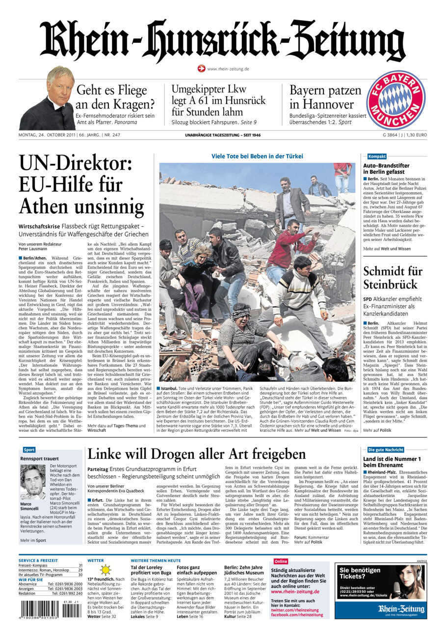 Rhein-Hunsrück-Zeitung vom Montag, 24.10.2011