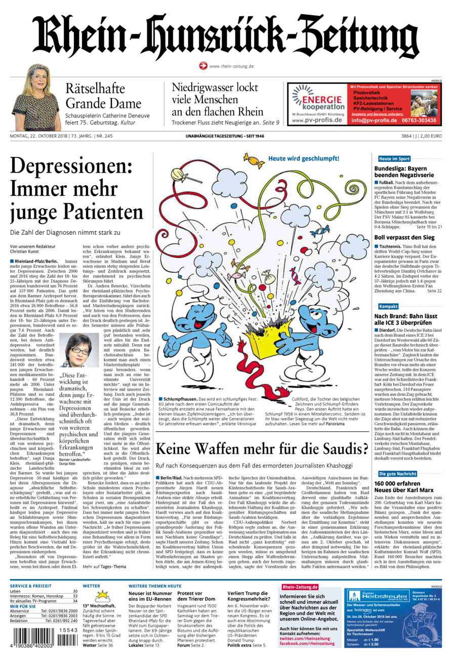 Rhein-Hunsrück-Zeitung vom Montag, 22.10.2018