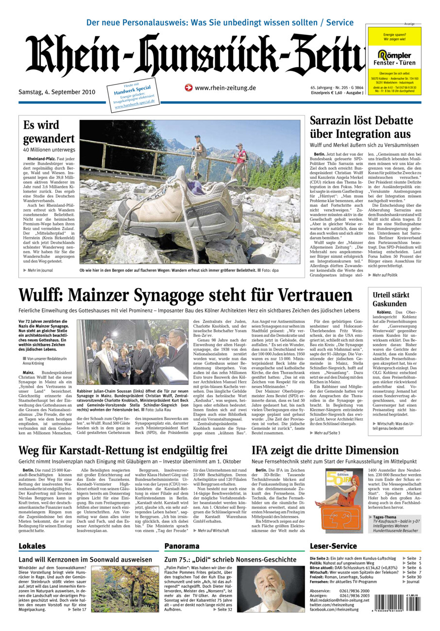 Rhein-Hunsrück-Zeitung vom Samstag, 04.09.2010
