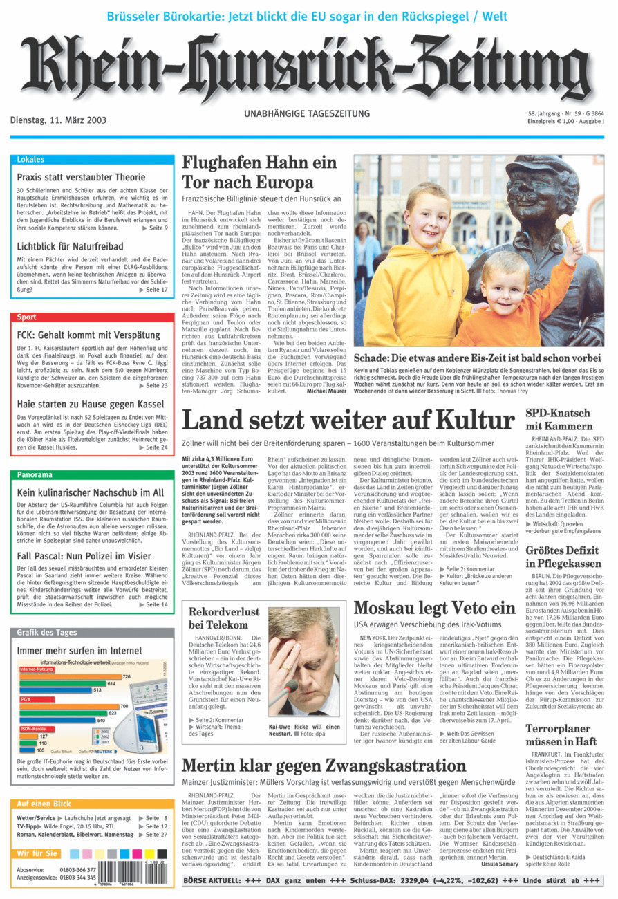 Rhein-Hunsrück-Zeitung vom Dienstag, 11.03.2003