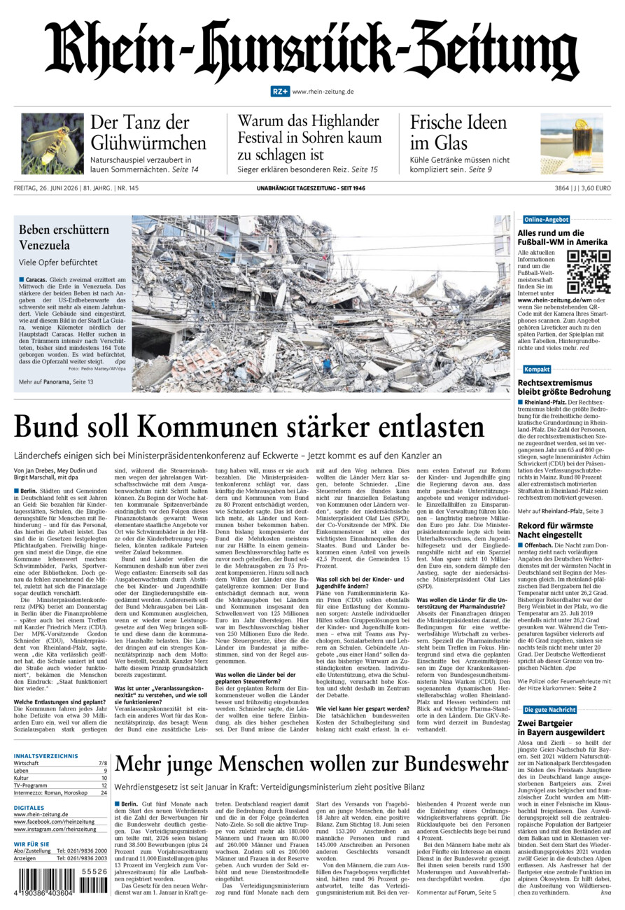 Rhein-Hunsrück-Zeitung vom Freitag, 26.06.2026