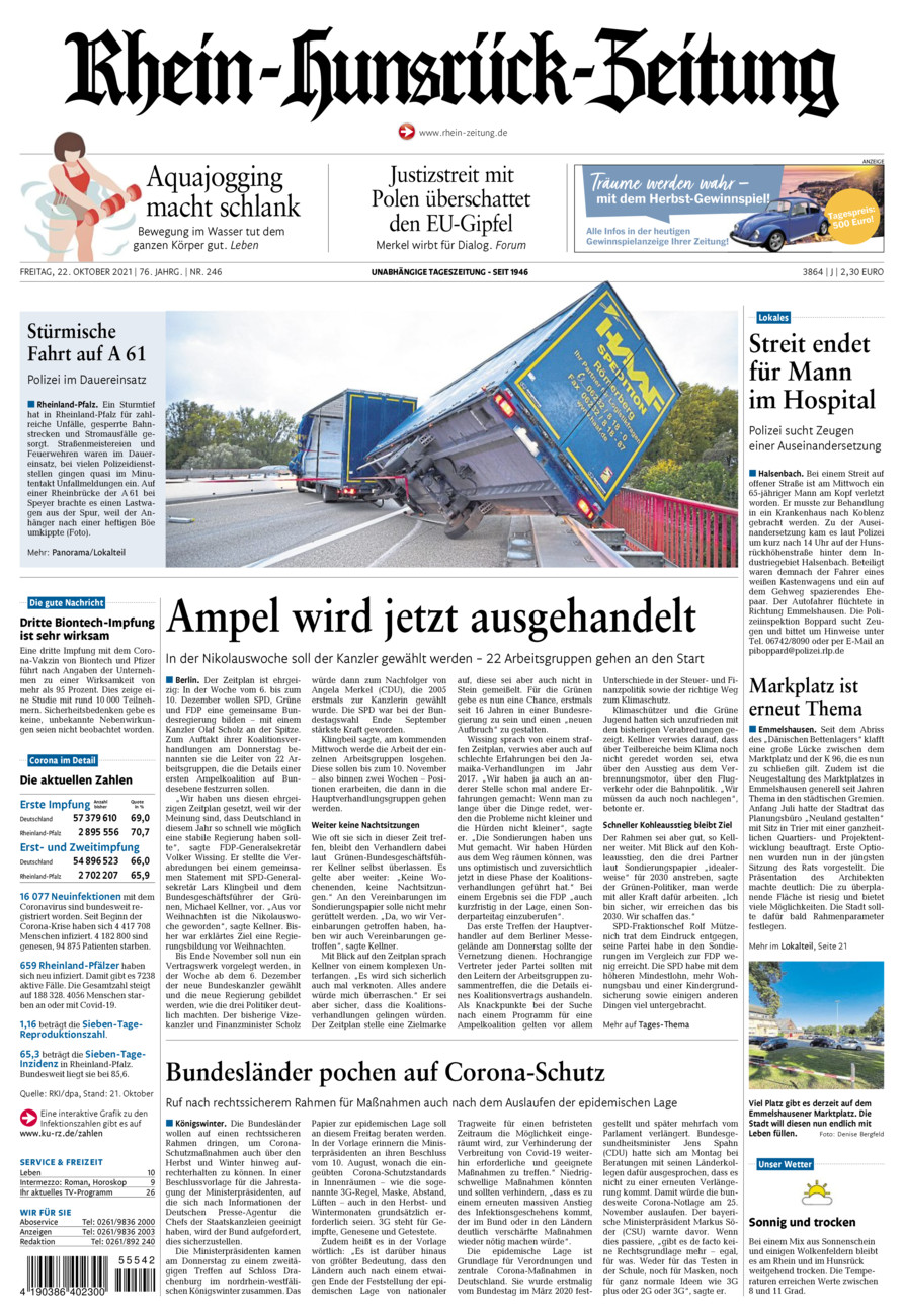Rhein-Hunsrück-Zeitung vom Freitag, 22.10.2021