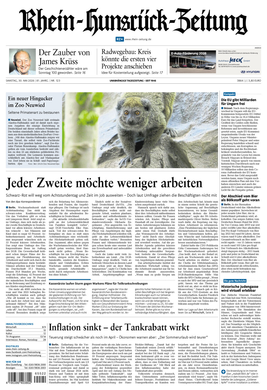 Rhein-Hunsrück-Zeitung vom Samstag, 30.05.2026