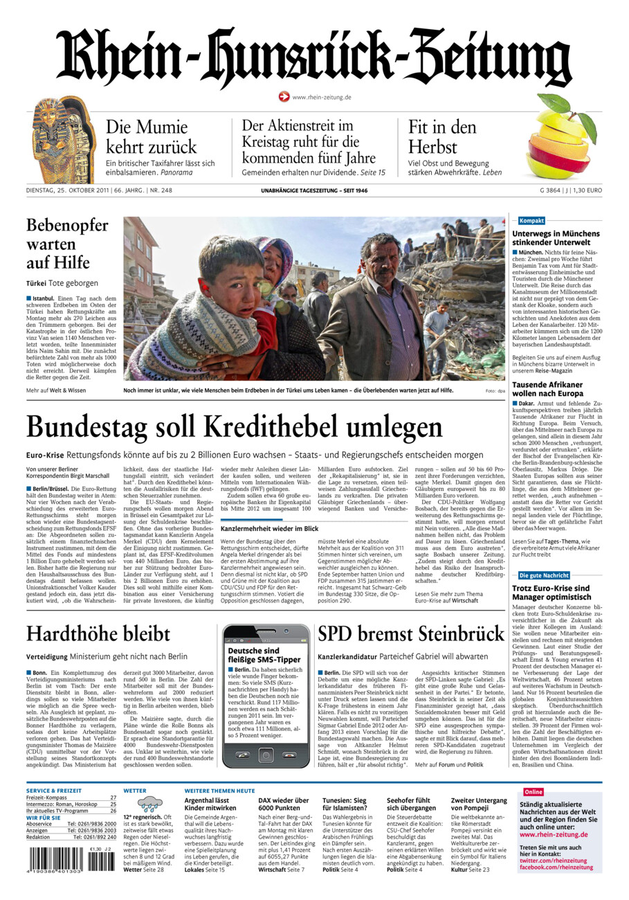 Rhein-Hunsrück-Zeitung vom Dienstag, 25.10.2011