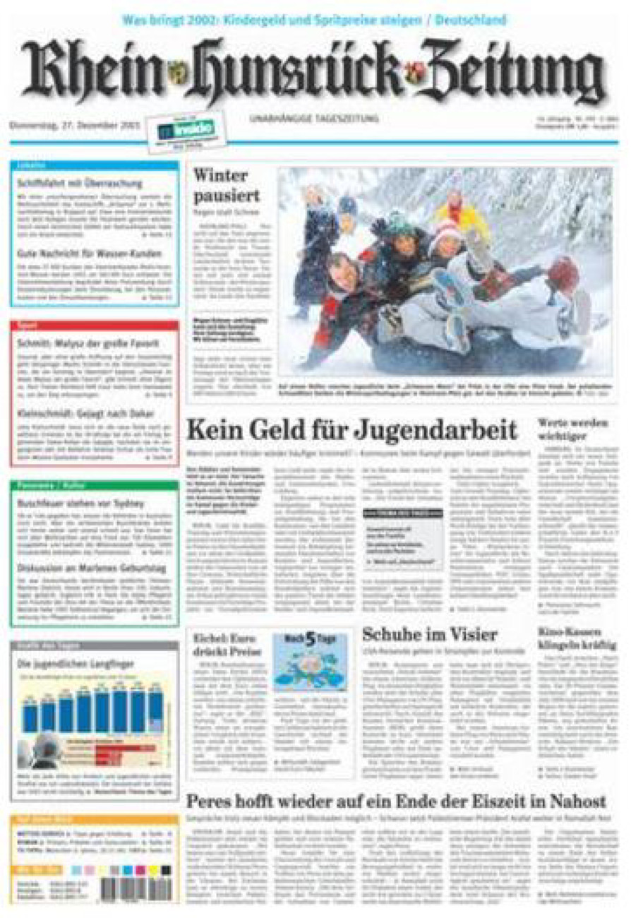 Rhein-Hunsrück-Zeitung vom Donnerstag, 27.12.2001