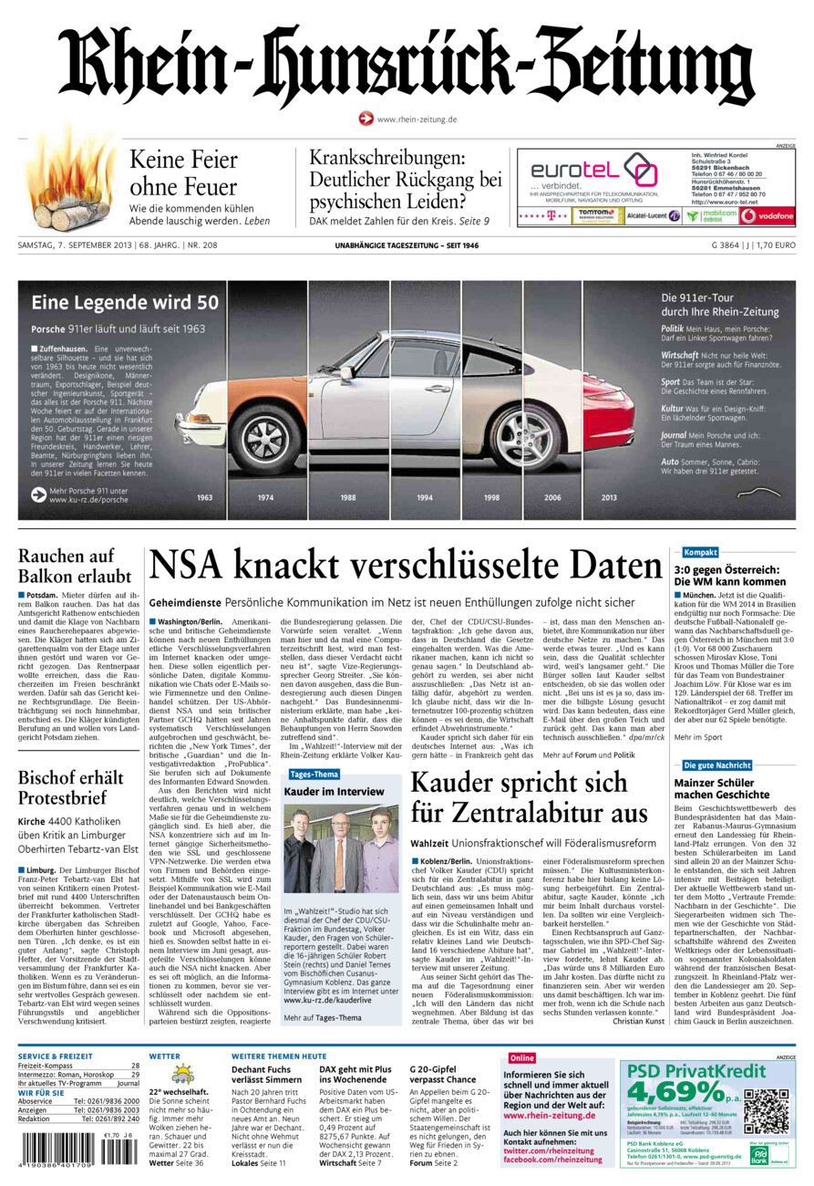 Rhein-Hunsrück-Zeitung vom Samstag, 07.09.2013