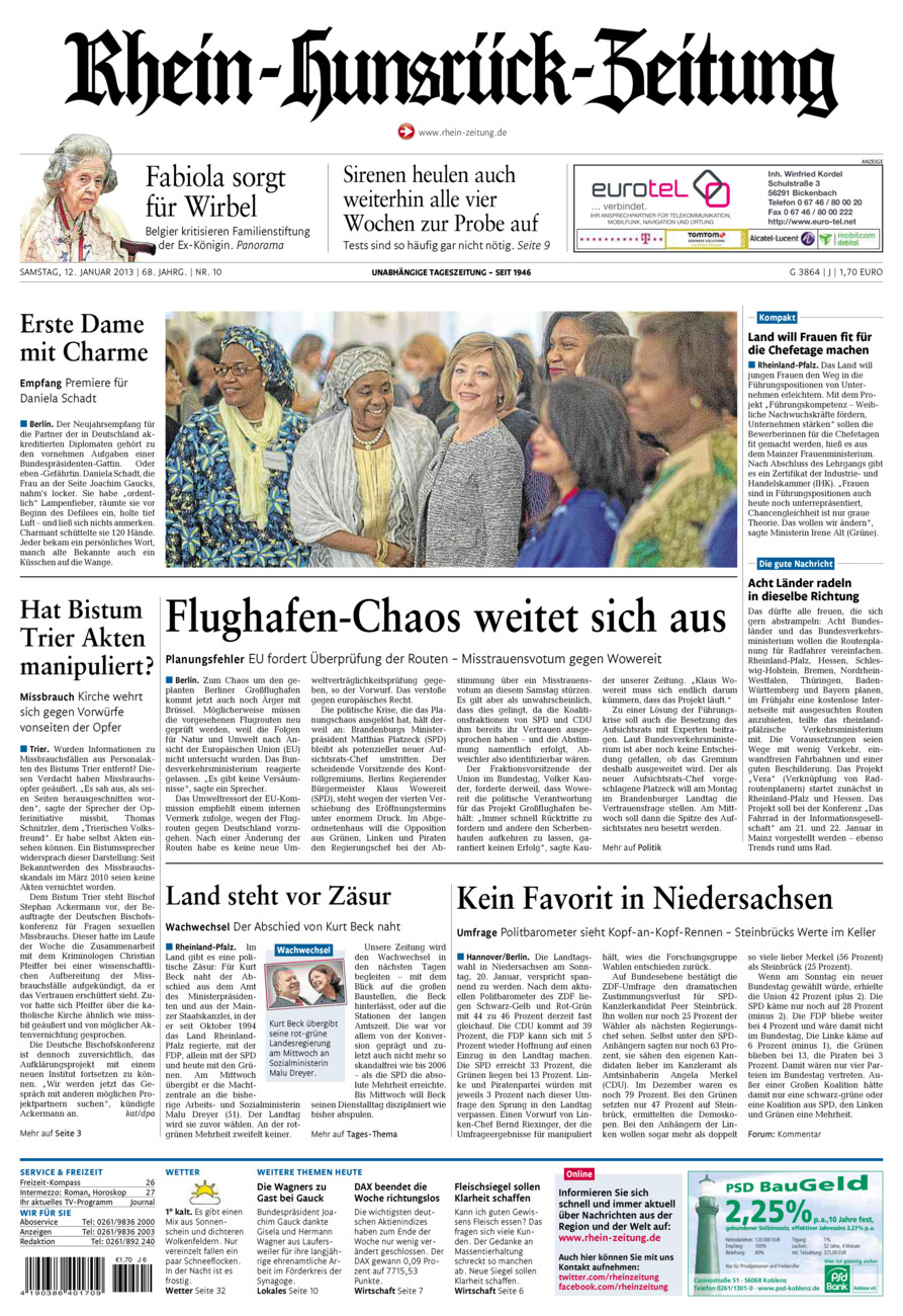 Rhein-Hunsrück-Zeitung vom Samstag, 12.01.2013