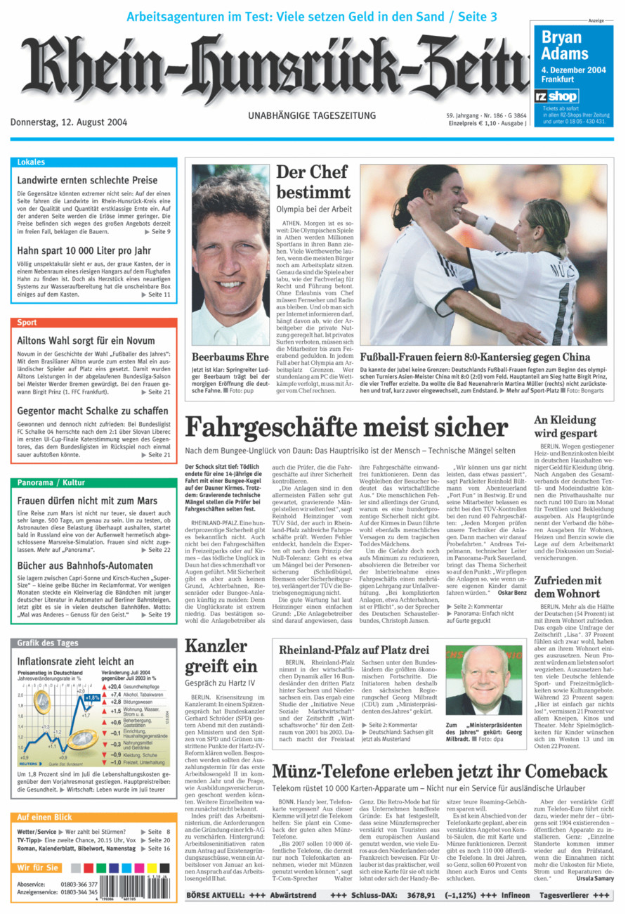 Rhein-Hunsrück-Zeitung vom Donnerstag, 12.08.2004