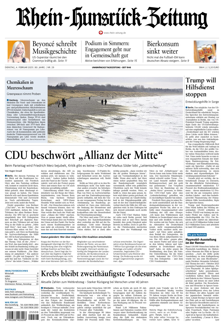 Rhein-Hunsrück-Zeitung vom Dienstag, 04.02.2025