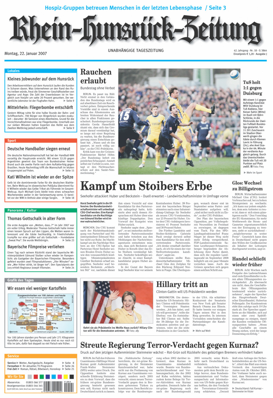 Rhein-Hunsrück-Zeitung vom Montag, 22.01.2007