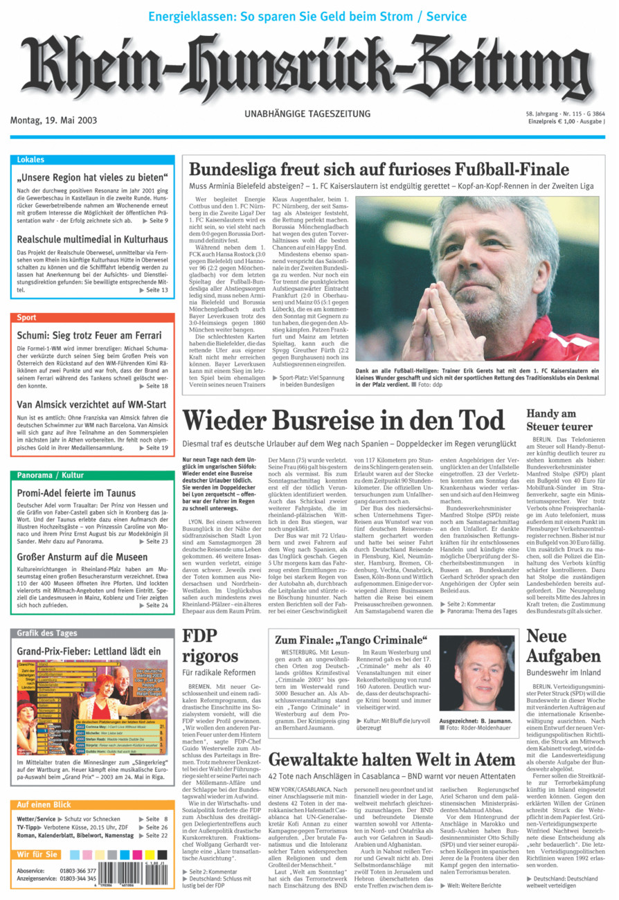 Rhein-Hunsrück-Zeitung vom Montag, 19.05.2003
