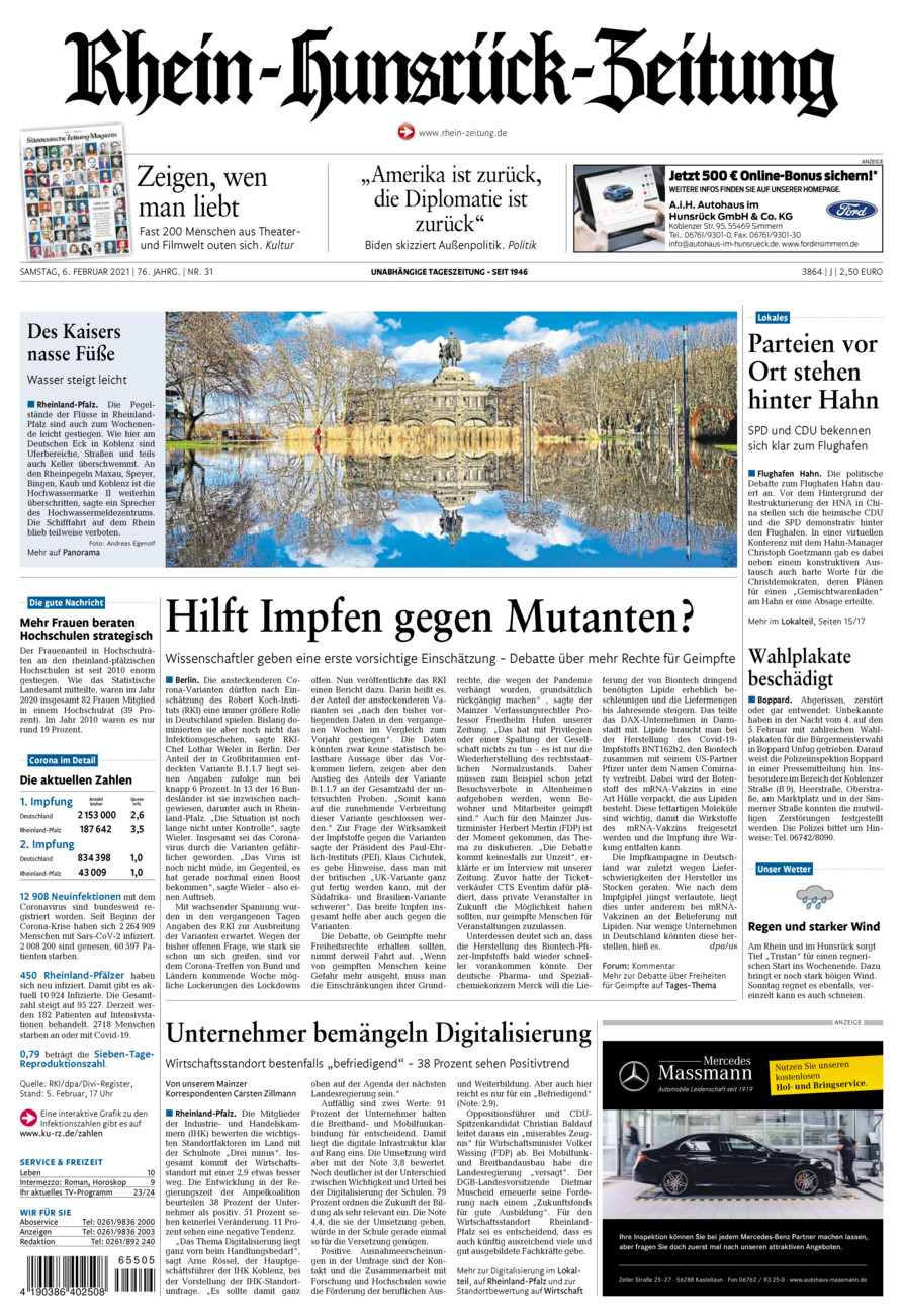 Rhein-Hunsrück-Zeitung vom Samstag, 06.02.2021