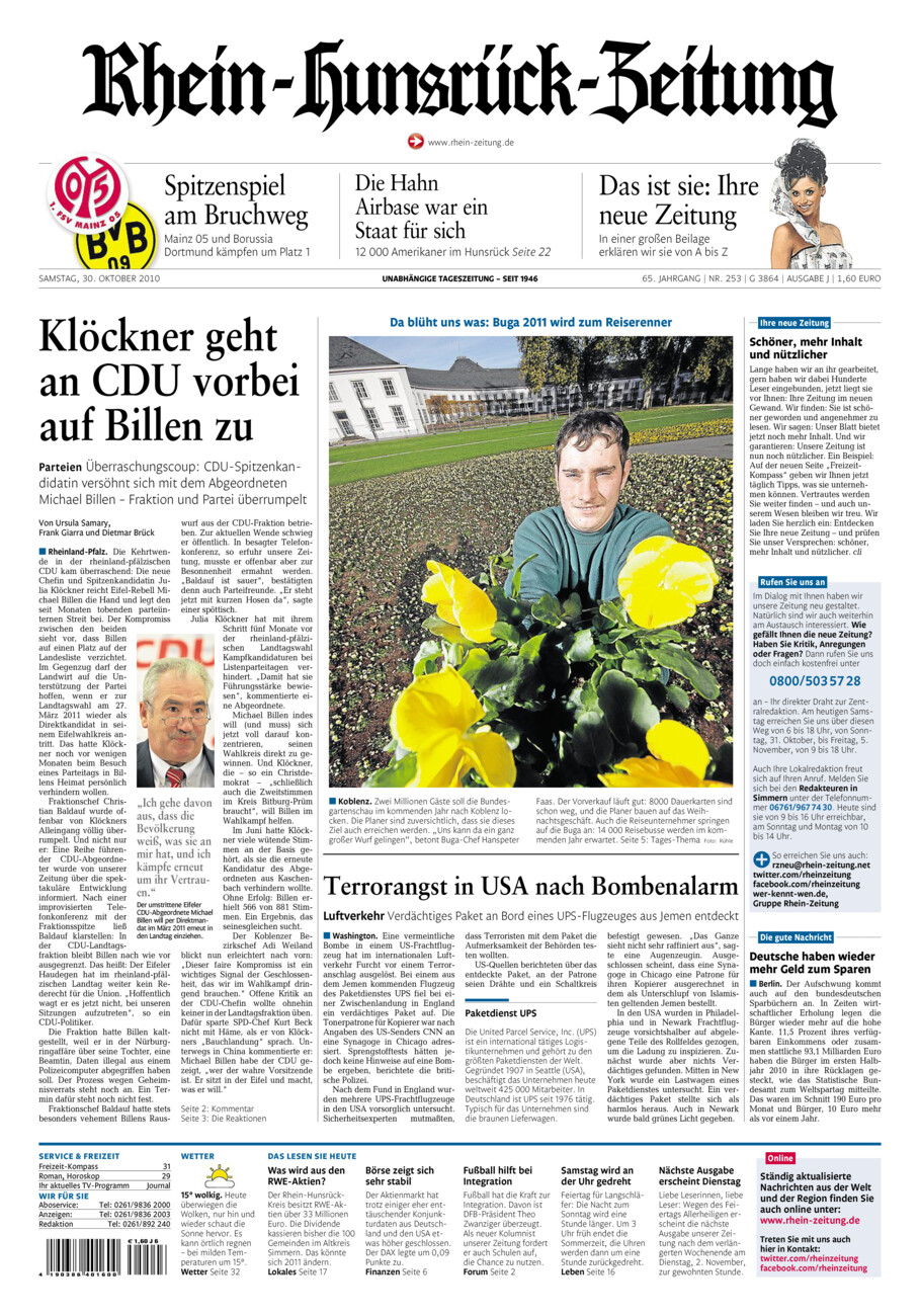 Rhein-Hunsrück-Zeitung vom Samstag, 30.10.2010