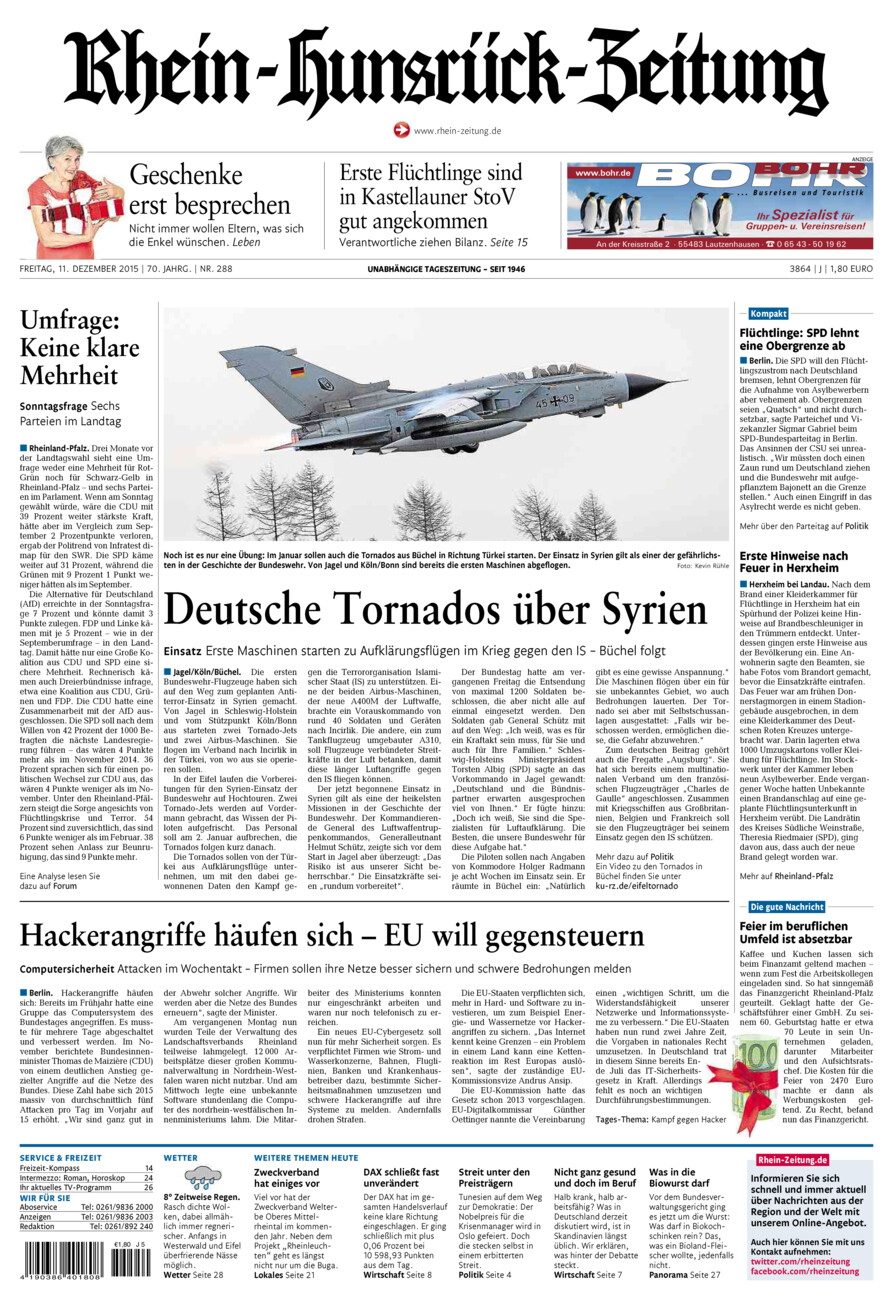 Rhein-Hunsrück-Zeitung vom Freitag, 11.12.2015