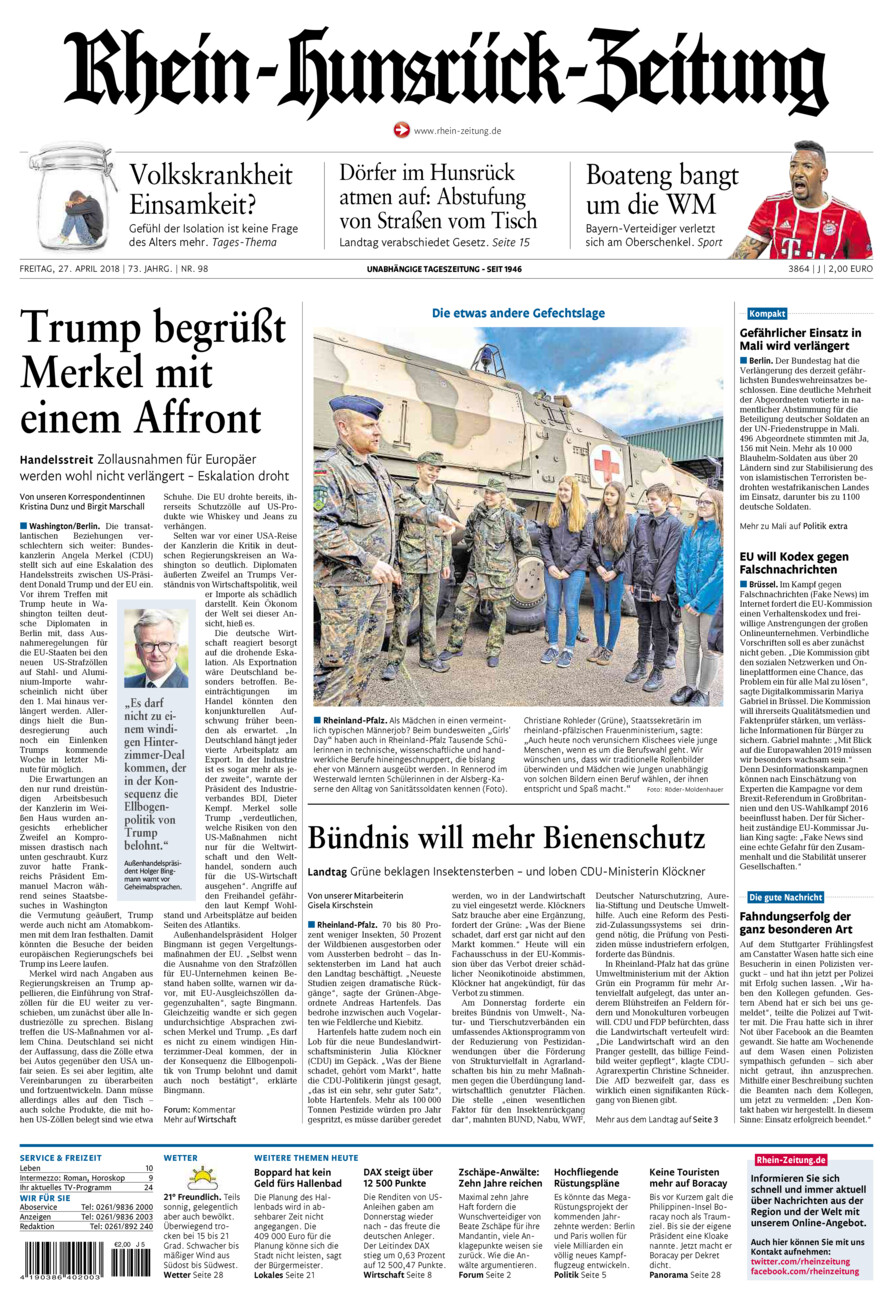 Rhein-Hunsrück-Zeitung vom Freitag, 27.04.2018