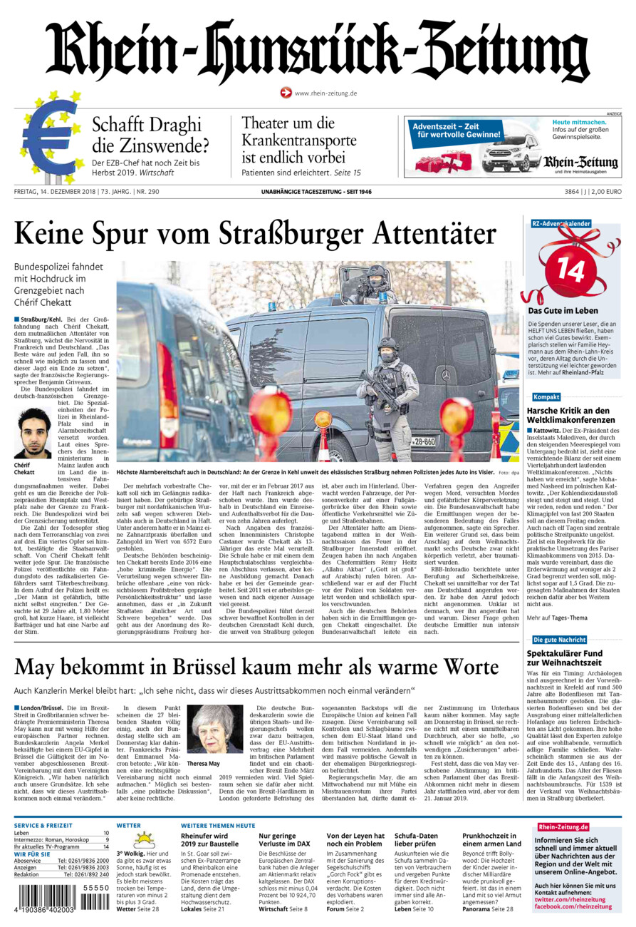 Rhein-Hunsrück-Zeitung vom Freitag, 14.12.2018