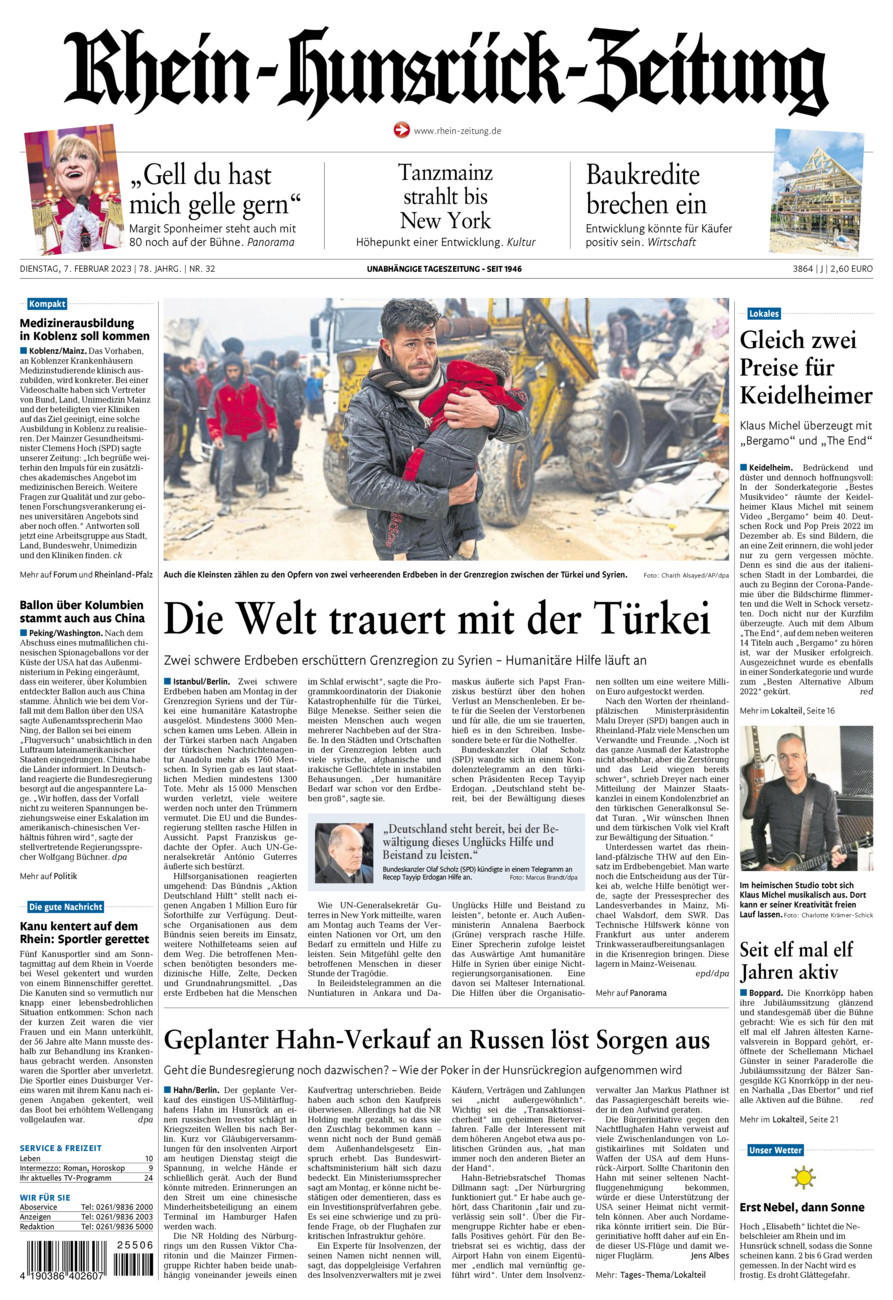 Rhein-Hunsrück-Zeitung vom Dienstag, 07.02.2023