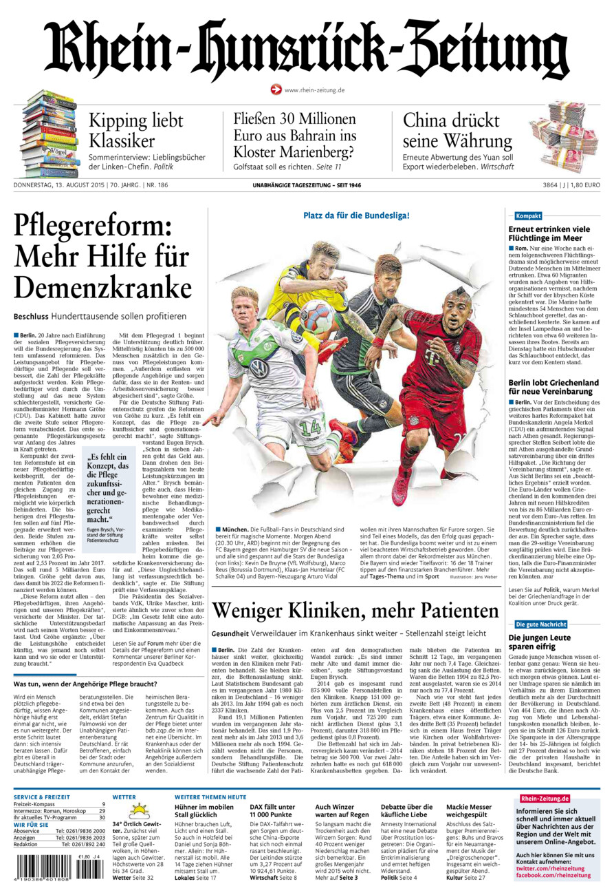 Rhein-Hunsrück-Zeitung vom Donnerstag, 13.08.2015