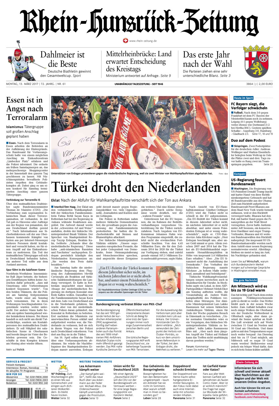 Rhein-Hunsrück-Zeitung vom Montag, 13.03.2017