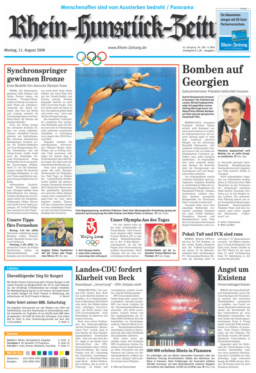 Rhein-Hunsrück-Zeitung vom Montag, 11.08.2008