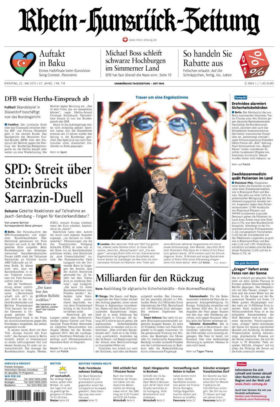 Rhein-Hunsrück-Zeitung vom Dienstag, 22.05.2012