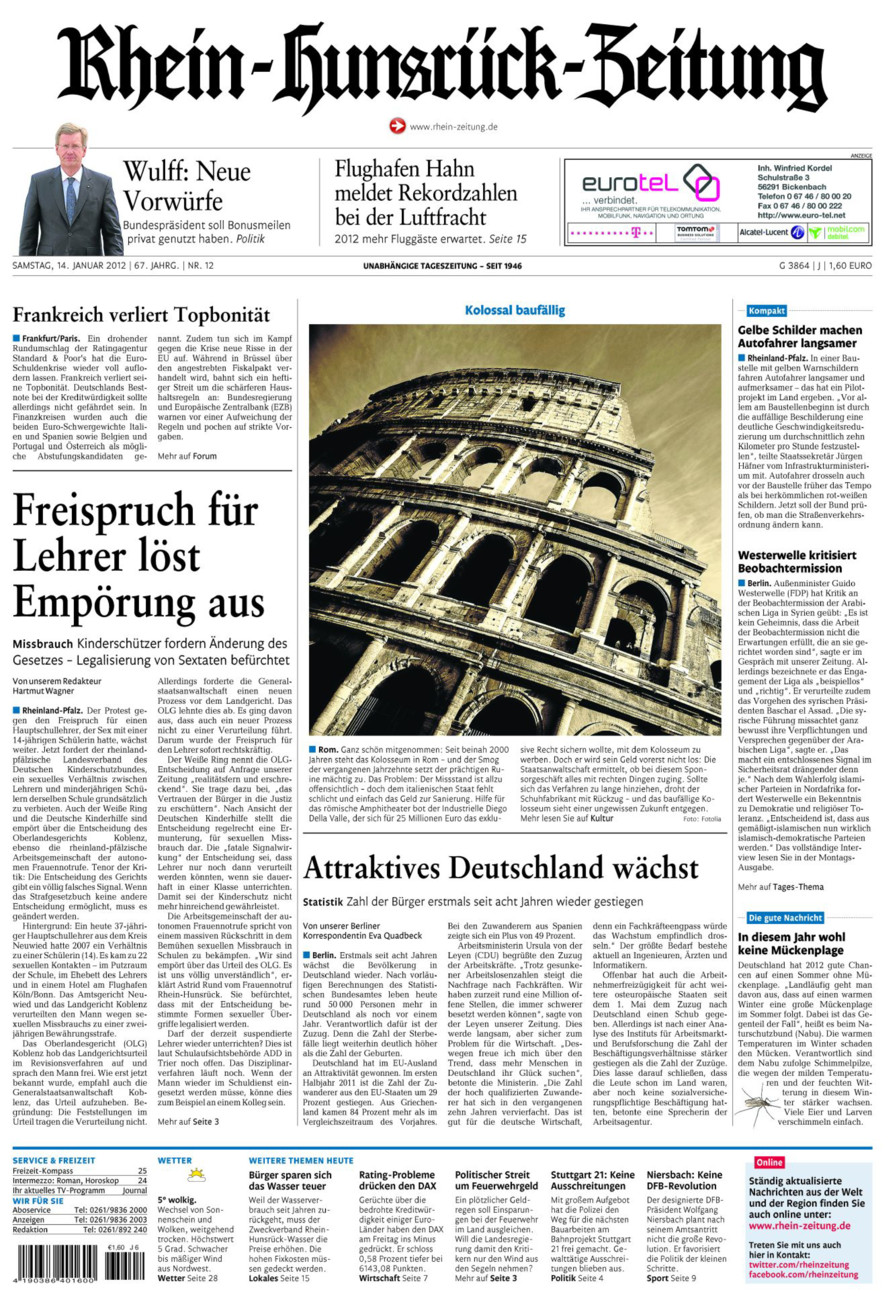 Rhein-Hunsrück-Zeitung vom Samstag, 14.01.2012