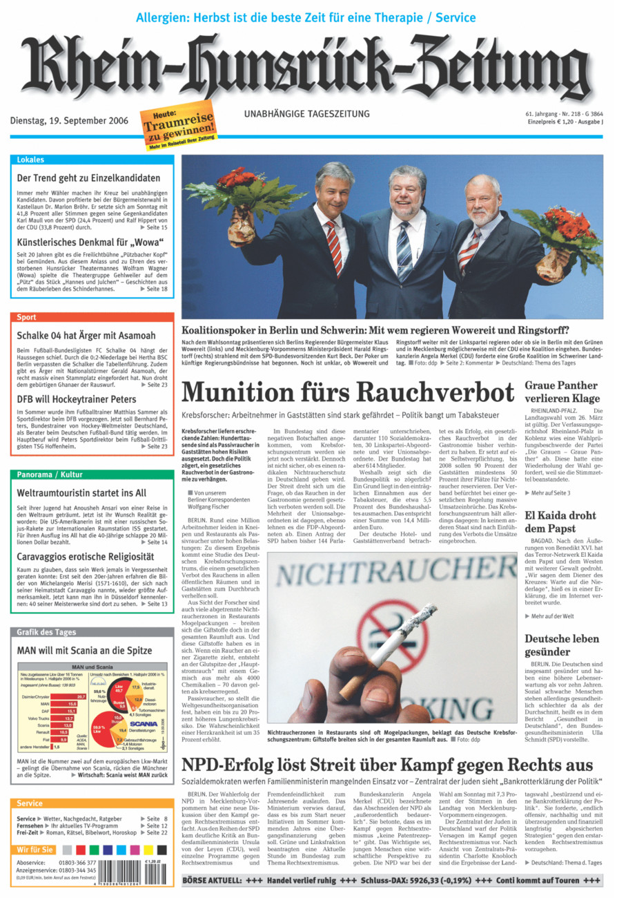 Rhein-Hunsrück-Zeitung vom Dienstag, 19.09.2006