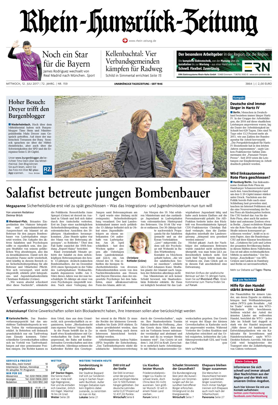 Rhein-Hunsrück-Zeitung vom Mittwoch, 12.07.2017