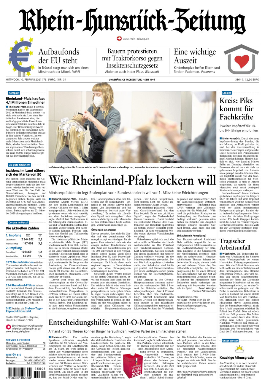 Rhein-Hunsrück-Zeitung vom Mittwoch, 10.02.2021