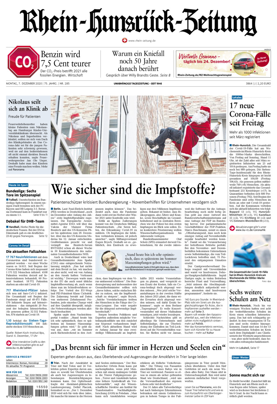 Rhein-Hunsrück-Zeitung vom Montag, 07.12.2020