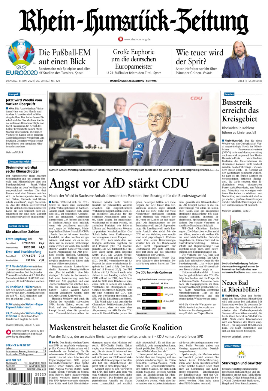 Rhein-Hunsrück-Zeitung vom Dienstag, 08.06.2021