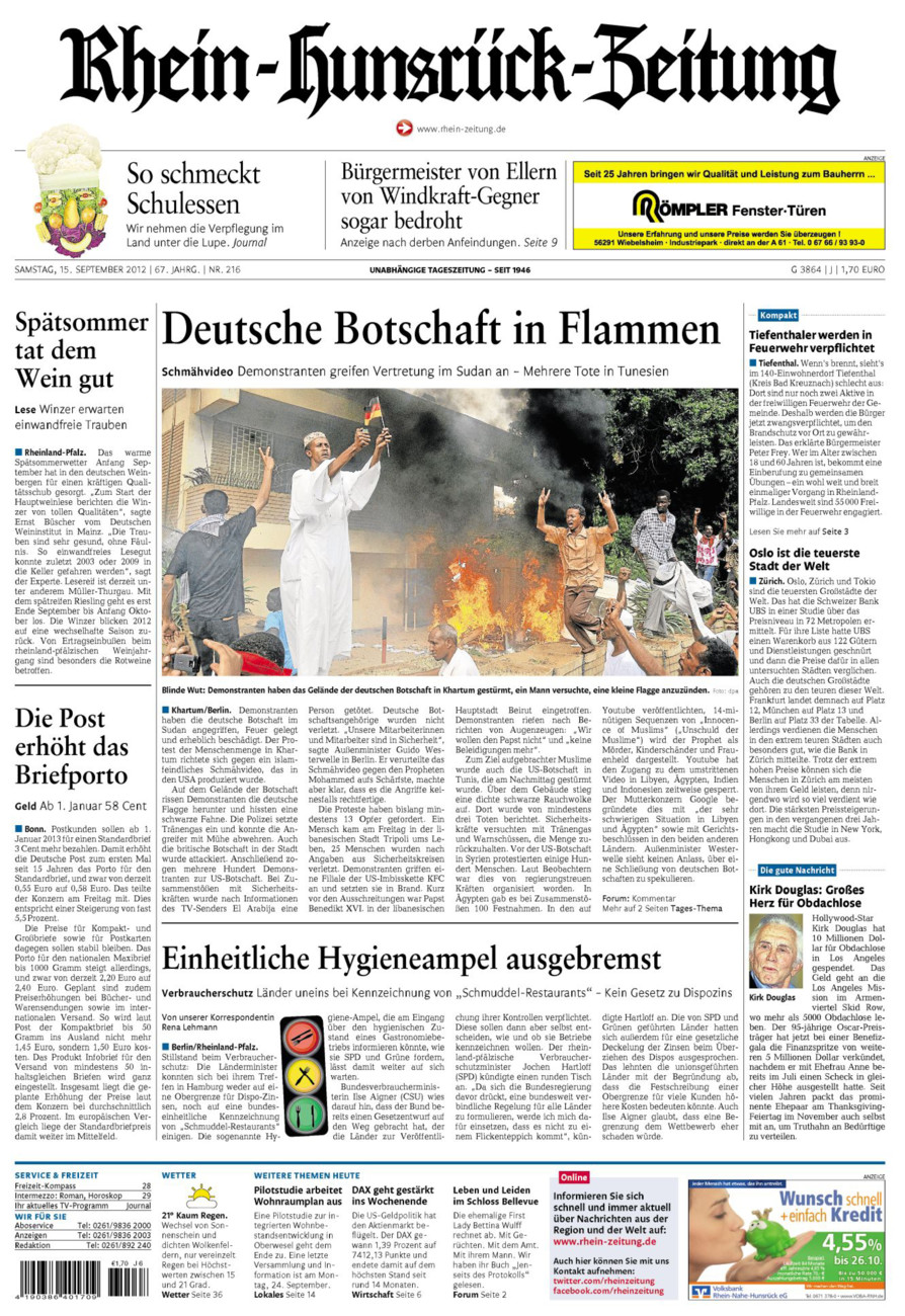Rhein-Hunsrück-Zeitung vom Samstag, 15.09.2012