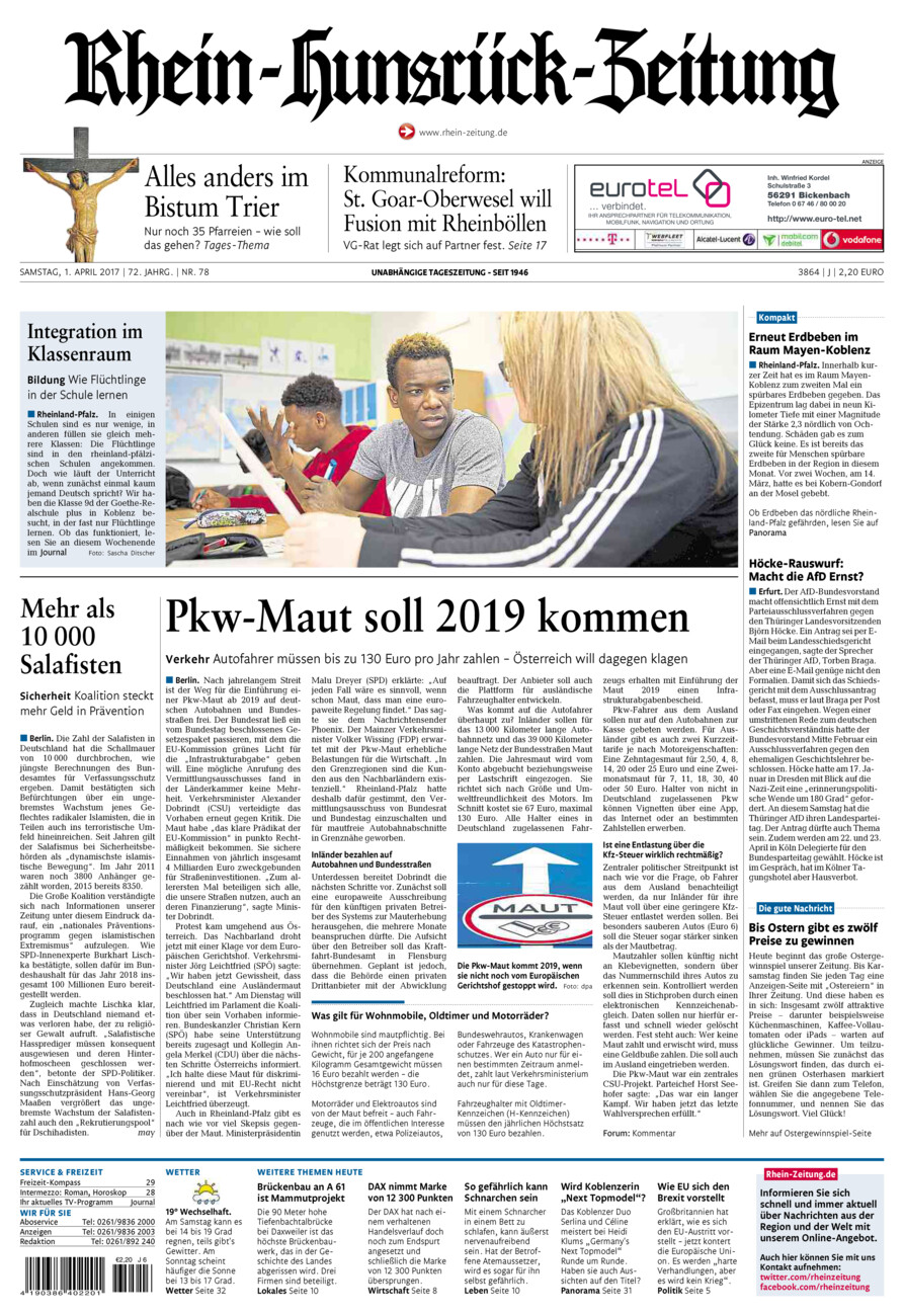 Rhein-Hunsrück-Zeitung vom Samstag, 01.04.2017