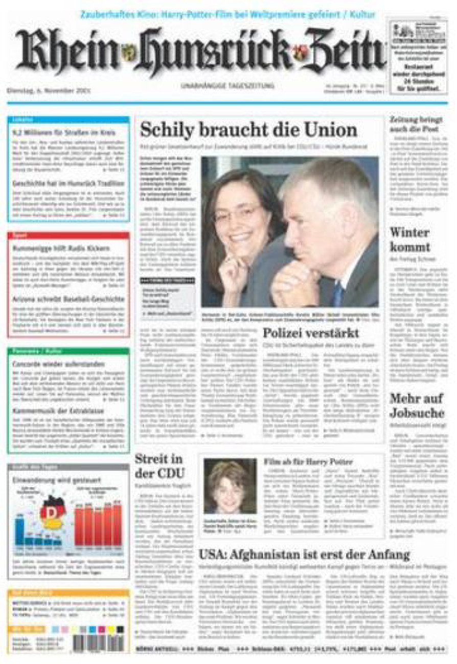 Rhein-Hunsrück-Zeitung vom Dienstag, 06.11.2001
