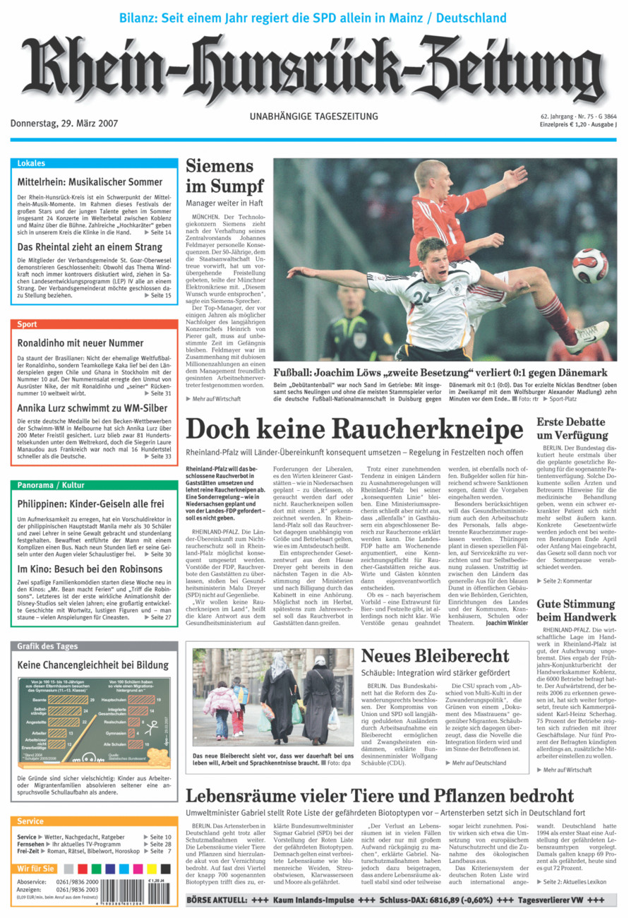 Rhein-Hunsrück-Zeitung vom Donnerstag, 29.03.2007